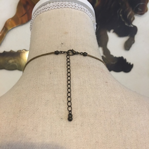 Vintage glass bead fabric cord long necklace - Picture 5 of 7